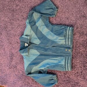 Lavon Women's Vintage 80's Denim Jacket Blue Size Medium Light Paisley Graphic